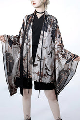 Châle Lolita Ouji ample avec protection solaire et imprimé vintage multicolore pour la nuit